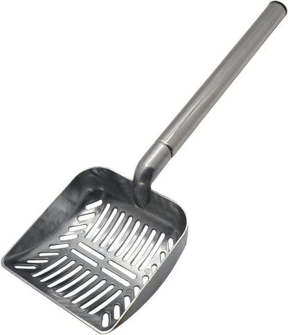 Cat Litter Scooper Metal Cat Litter Scoop Long Handle Cat Scoop Aluminum Litter Box Scooper Kitty Litter Scoop Non-Stick Stronger Large Cat Litter Sifter Scoop Manages Big Clumps of Multi-Cat Families