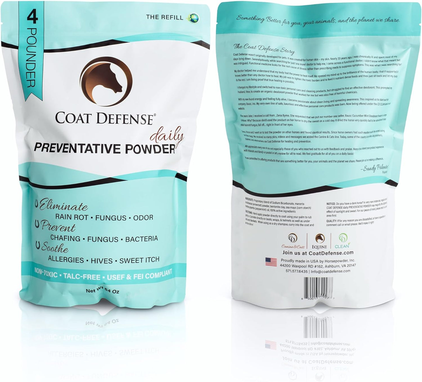 Daily Preventative Powder for Horses - Safe & Effective Equine Skin Conditioner Sweet Itch, Skin Funk, & Rain Rot - Dry Horse Shampoo, 64 Oz Formula with All Natural Ingredients