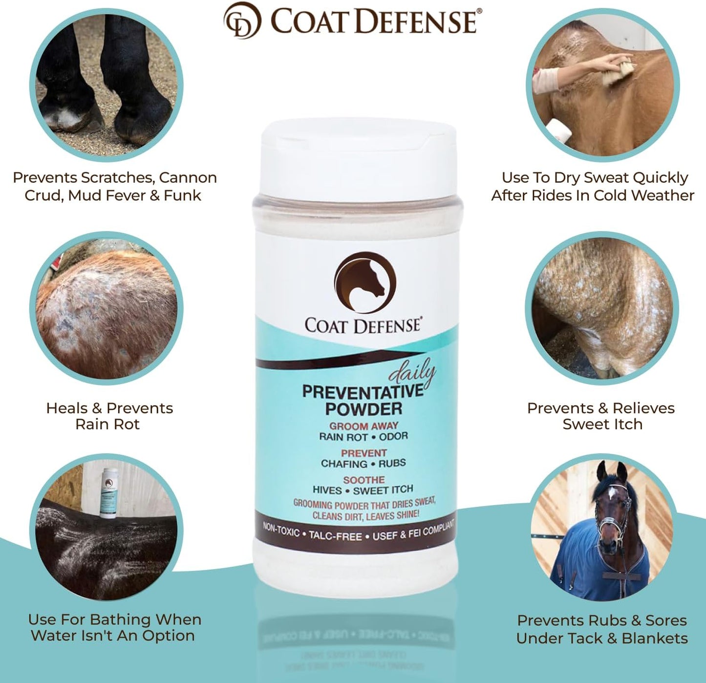 Daily Preventative Powder for Horses - Safe & Effective Equine Skin Conditioner Sweet Itch, Skin Funk, & Rain Rot - Dry Horse Shampoo, 64 Oz Formula with All Natural Ingredients